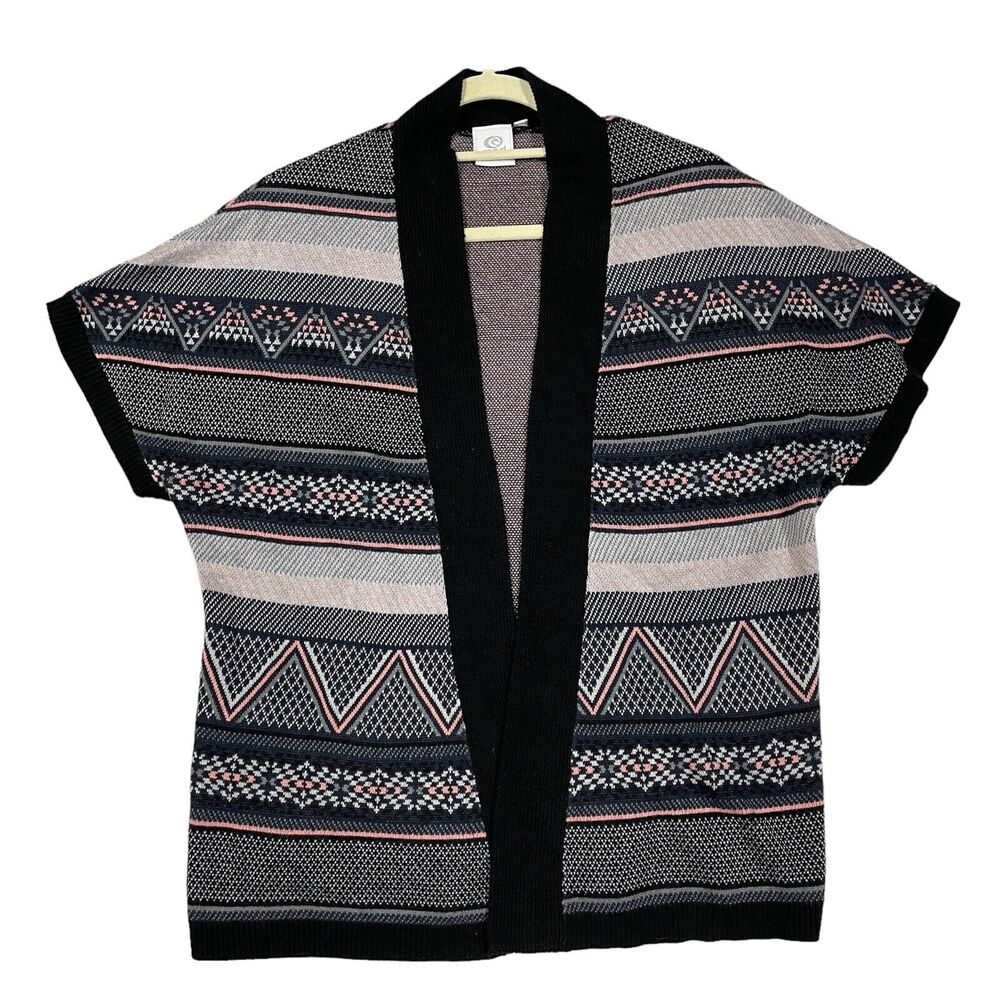 Rip Curl - Knitted Open Cardigan Women M Southwestern Cottagecore blue pink